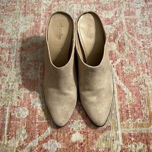 Charles by Charles David Tan Metallic Suede Mules